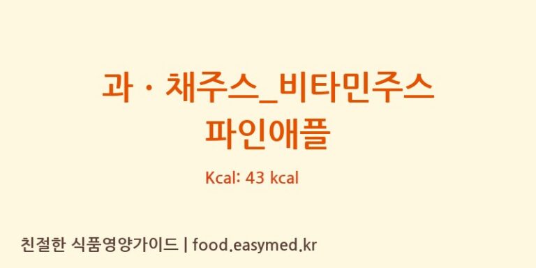 [커피에반하다] 과ㆍ채주스_비타민주스 파인애플 영양성분 (칼로리, 단백질, 나트륨)