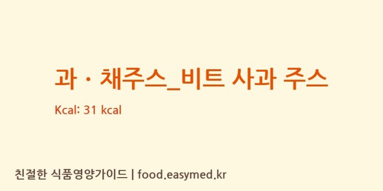 [토프레소] 과ㆍ채주스_비트 사과 주스 영양성분 (칼로리, 단백질, 나트륨)