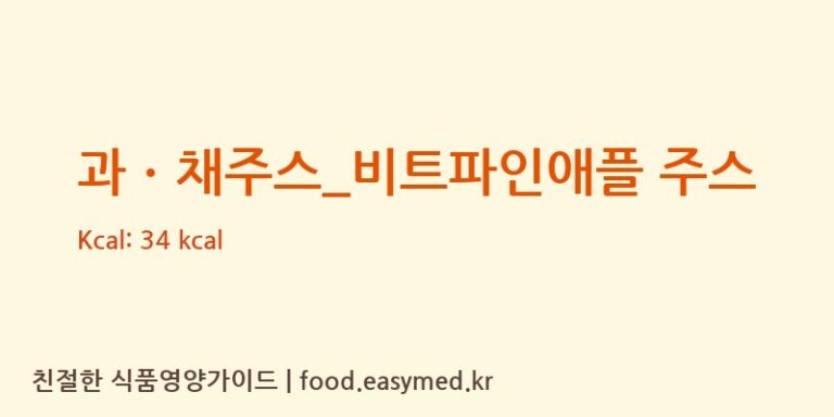 과ㆍ채주스_비트파인애플 주스 칼로리 및 주요 영양소 분석 (탐앤탐스)