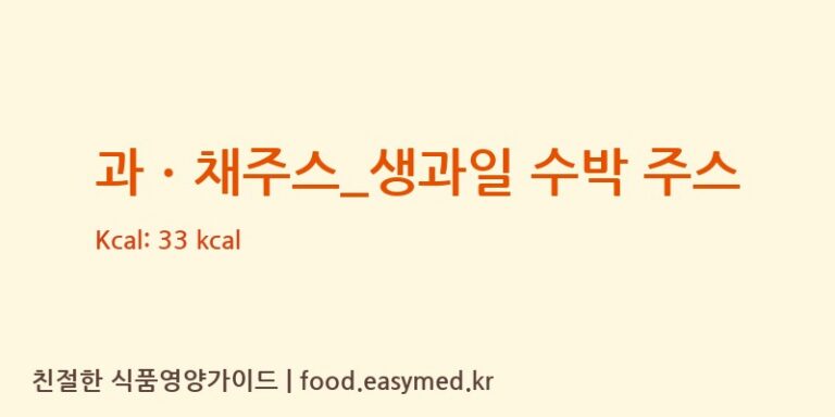 과ㆍ채주스_생과일 수박 주스 칼로리 및 주요 영양소 분석 (이디야)