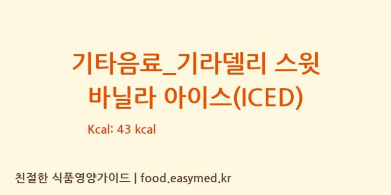 [더리터] 기타음료_기라델리 스윗 바닐라 아이스(ICED) 영양성분 (칼로리, 단백질, 나트륨)