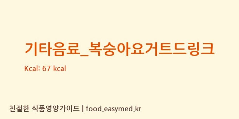 기타음료_복숭아요거트드링크 칼로리 및 주요 영양소 분석 (바나프레소)