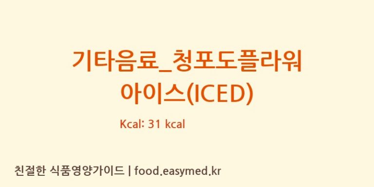 기타음료_청포도플라워 아이스(ICED) 칼로리 및 주요 영양소 분석 (빽다방)