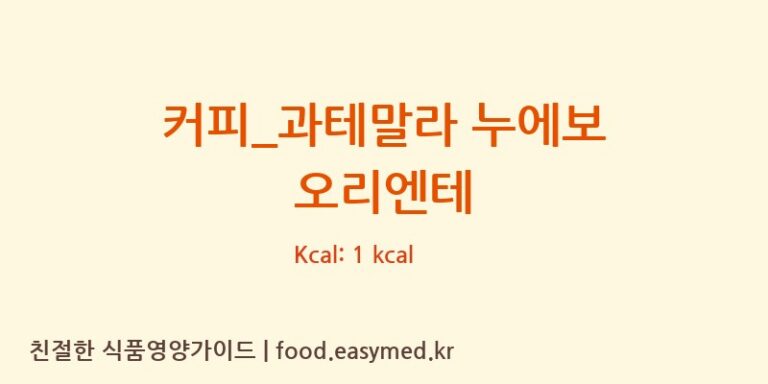 [카페띠아모] 커피_과테말라 누에보 오리엔테 영양성분 (칼로리, 단백질, 나트륨)