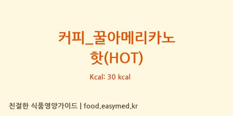 커피_꿀아메리카노 핫(HOT) 칼로리 및 주요 영양소 분석 (메가커피)