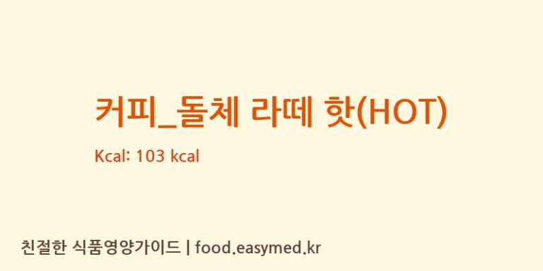 커피_돌체 라떼 핫(HOT) 칼로리 및 주요 영양소 분석 (엔제리너스)