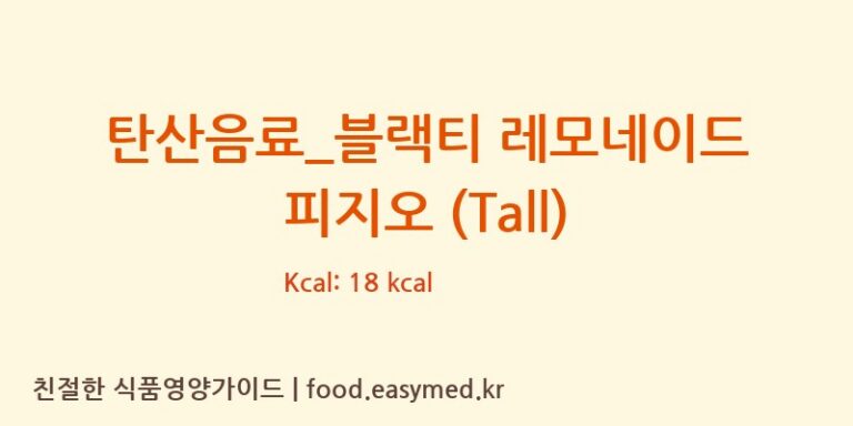 [스타벅스] 탄산음료_블랙티 레모네이드 피지오 (Tall) 영양성분 (칼로리, 단백질, 나트륨)