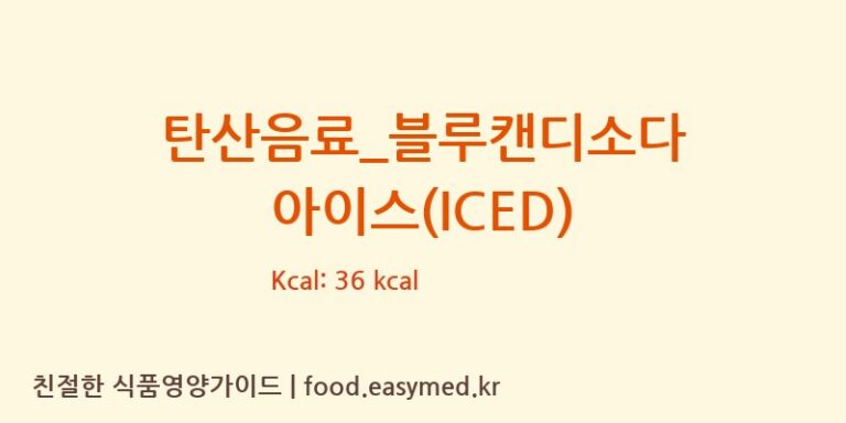 [빽다방] 탄산음료_블루캔디소다 아이스(ICED) 다이어트 영양 정보 (당류, 단백질)