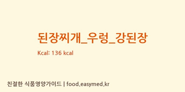 된장찌개_우렁_강된장 영양성분 (칼로리, 단백질, 나트륨)