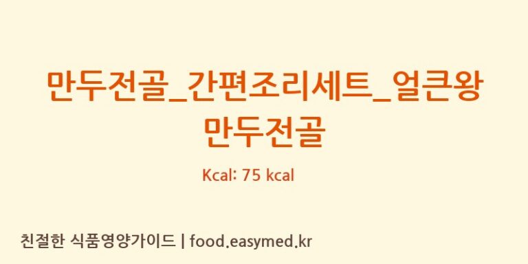 만두전골_간편조리세트_얼큰왕만두전골 칼로리 및 주요 영양소 분석 (HY 잇츠온)