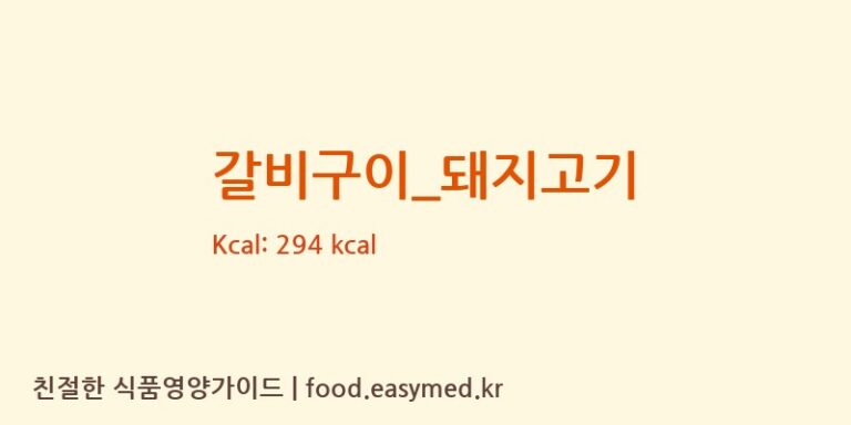 갈비구이_돼지고기 영양성분 (칼로리, 단백질, 나트륨)