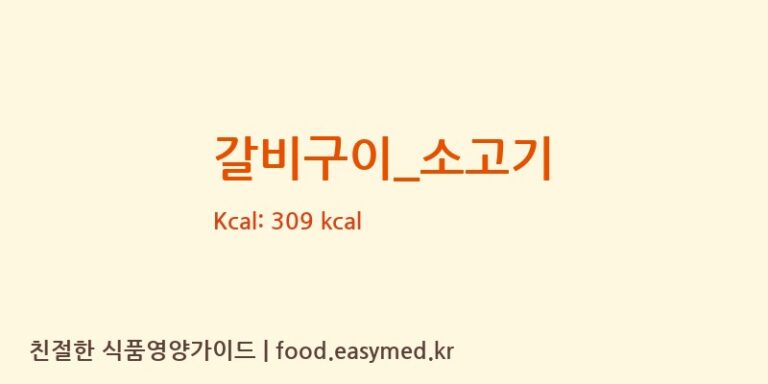 갈비구이_소고기 영양성분 (칼로리, 단백질, 나트륨)