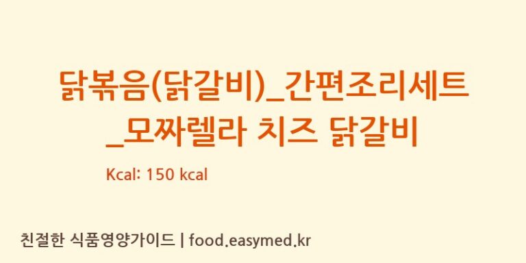 닭볶음(닭갈비)_간편조리세트_모짜렐라 치즈 닭갈비 칼로리 및 주요 영양소 분석 (HY 잇츠온)