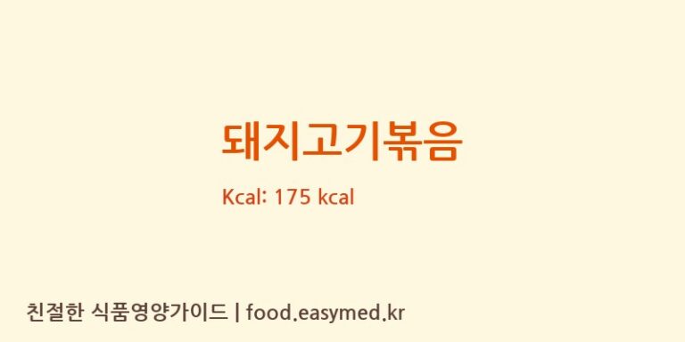 돼지고기볶음 영양성분 (칼로리, 단백질, 나트륨)