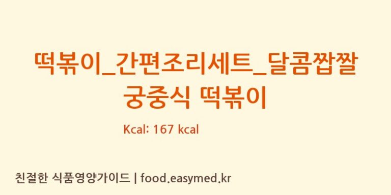 [GS 리테일 심플리쿡] 떡볶이_간편조리세트_달콤짭짤 궁중식 떡볶이 영양성분 (칼로리, 단백질, 나트륨)
