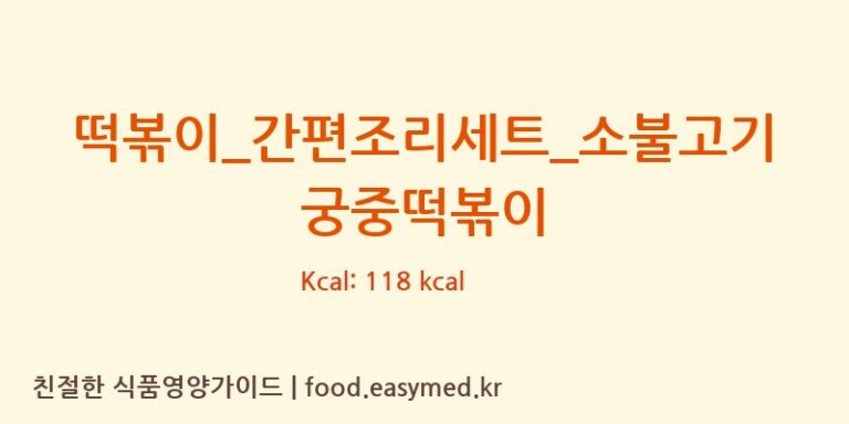 떡볶이_간편조리세트_소불고기궁중떡볶이 칼로리 및 주요 영양소 분석 (HY 잇츠온)