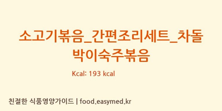 소고기볶음_간편조리세트_차돌박이숙주볶음 칼로리 및 주요 영양소 분석 ((주)프레시지)