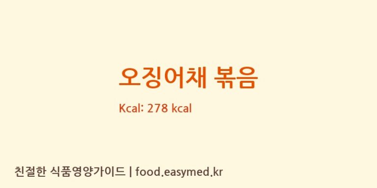 오징어채 볶음 영양성분 (칼로리, 단백질, 나트륨)