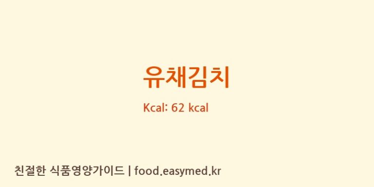 유채김치 영양성분 (칼로리, 단백질, 나트륨)