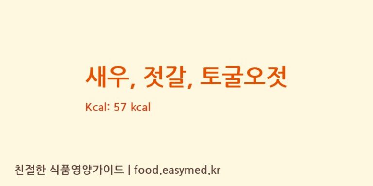 새우, 젓갈, 토굴오젓 영양성분 (칼로리, 단백질, 나트륨)