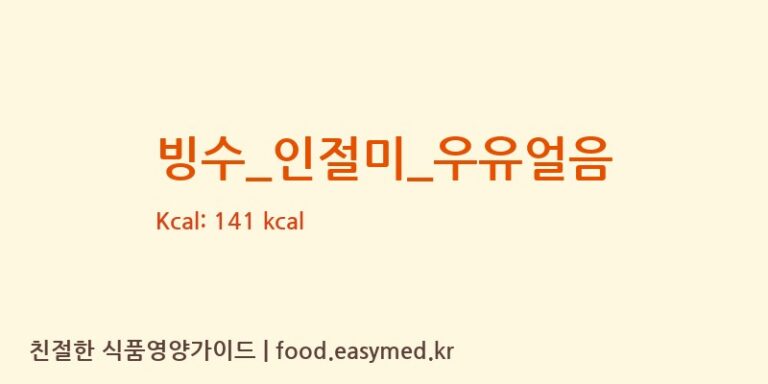 빙수_인절미_우유얼음 영양성분 (칼로리, 단백질, 나트륨)