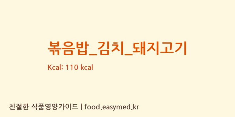 볶음밥_김치_돼지고기 영양성분 (칼로리, 단백질, 나트륨)