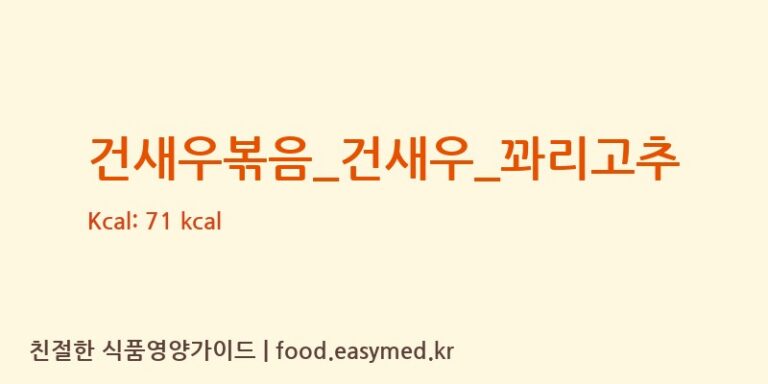 건새우볶음_건새우_꽈리고추 영양성분 (칼로리, 단백질, 나트륨)