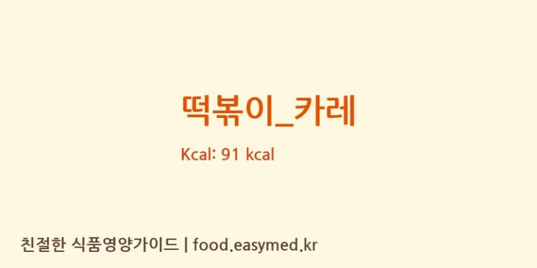 떡볶이_카레 영양성분 (칼로리, 단백질, 나트륨)