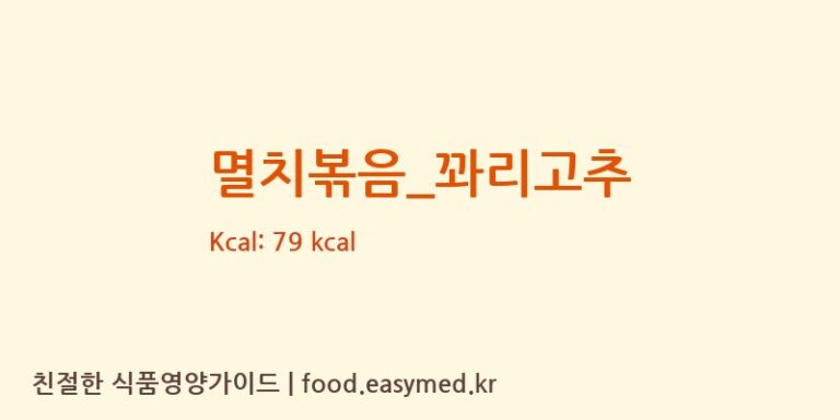 멸치볶음_꽈리고추 영양성분 (칼로리, 단백질, 나트륨)