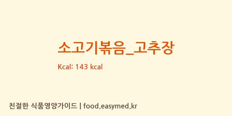 소고기볶음_고추장 영양성분 (칼로리, 단백질, 나트륨)