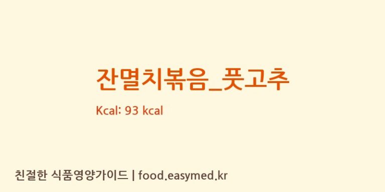 잔멸치볶음_풋고추 영양성분 (칼로리, 단백질, 나트륨)