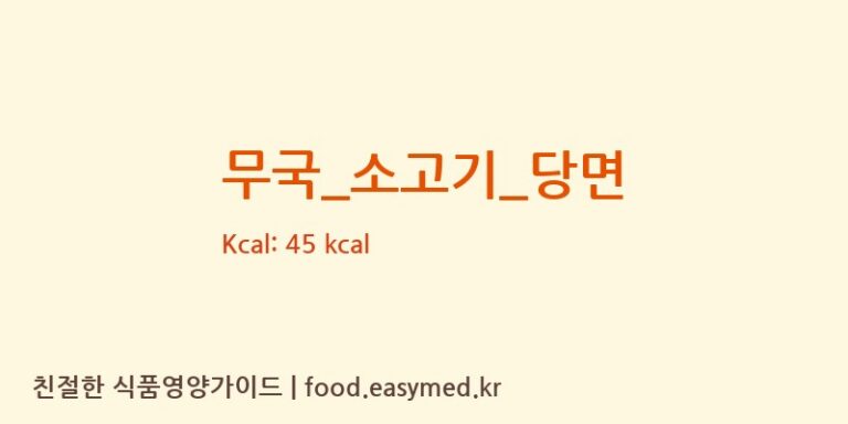 무국_소고기_당면 영양성분 (칼로리, 단백질, 나트륨)