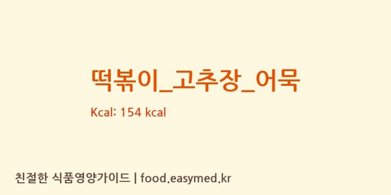 떡볶이_고추장_어묵 영양성분 (칼로리, 단백질, 나트륨)