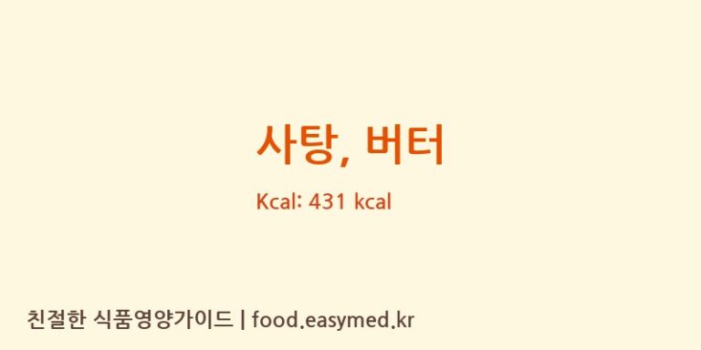사탕, 버터 영양성분 (칼로리, 단백질, 나트륨)