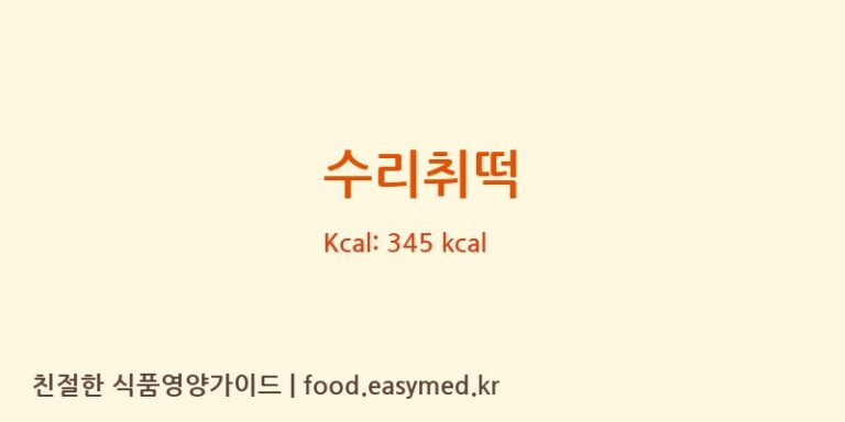 수리취떡 영양성분 (칼로리, 단백질, 나트륨)