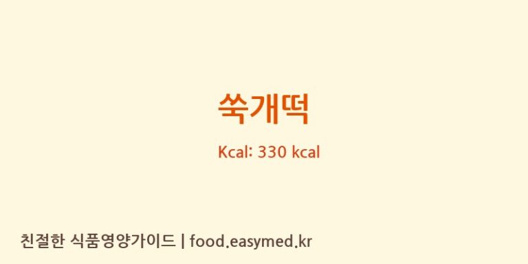 쑥개떡 영양성분 (칼로리, 단백질, 나트륨)