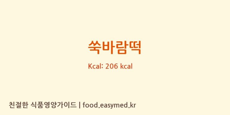 쑥바람떡 영양성분 (칼로리, 단백질, 나트륨)