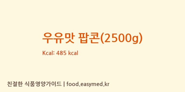 우유맛 팝콘(2500g) 칼로리 및 주요 영양소 분석 (JINZHOUYUHANGFOODFACTORY)