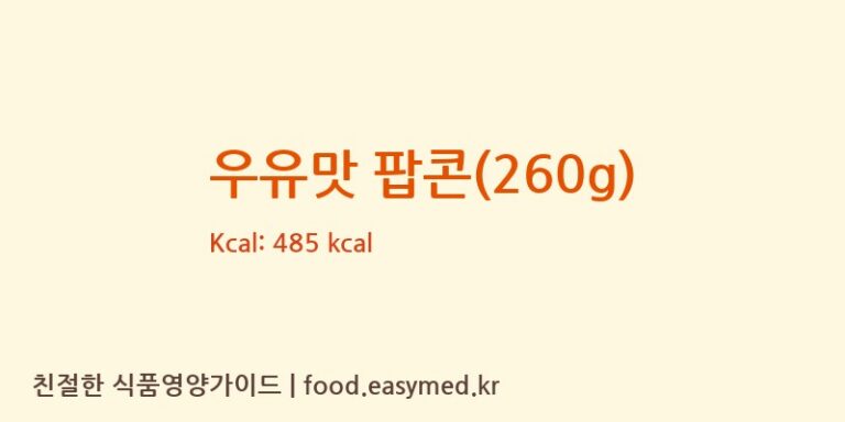 우유맛 팝콘(260g) 칼로리 및 주요 영양소 분석 (JINZHOUYUHANGFOODFACTORY)
