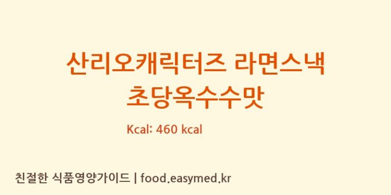 산리오캐릭터즈 라면스낵 초당옥수수맛 칼로리 및 주요 영양소 분석 (푸드킹)