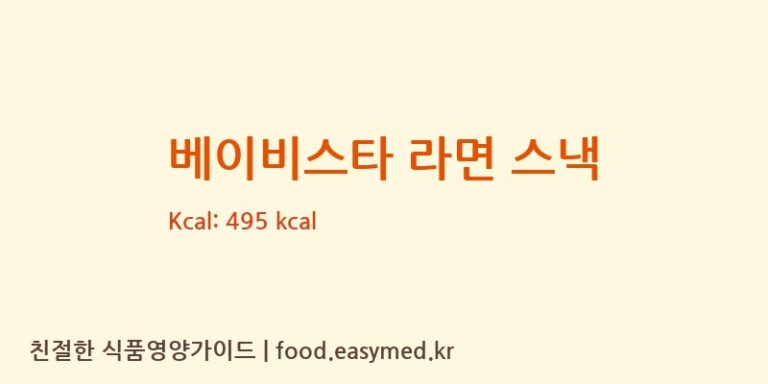베이비스타 라면 스낵 칼로리 및 주요 영양소 분석 (THEOYATSUCOMPANYTAIWANLIMITED)