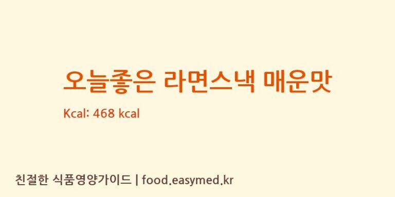 오늘좋은 라면스낵 매운맛 칼로리 및 주요 영양소 분석 (SHANDONG HAOYOU FOOD CO.,LTD.)