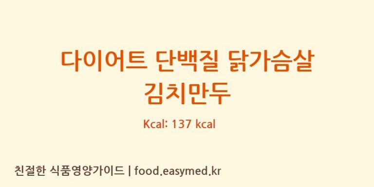다이어트 단백질 닭가슴살 김치만두 칼로리 및 주요 영양소 분석 (농업회사법인한만두식품 주식회사)