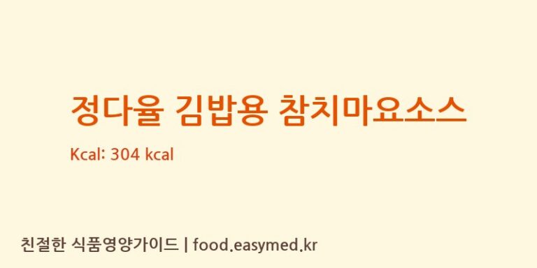 정다율 김밥용 참치마요소스 칼로리 및 주요 영양소 분석 ((주)오래식품)