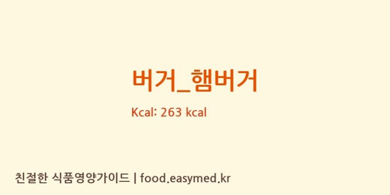 버거_햄버거 칼로리 및 주요 영양소 분석 (맥도날드)