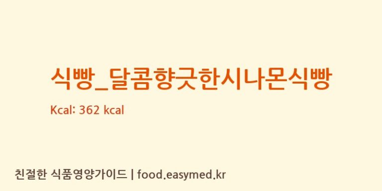 [파리바게뜨] 식빵_달콤향긋한시나몬식빵 영양성분 (칼로리, 단백질, 나트륨)