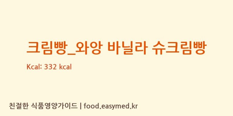 [메가커피] 크림빵_와앙 바닐라 슈크림빵 영양성분 (칼로리, 단백질, 나트륨)