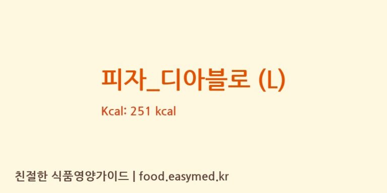 [탐앤탐스] 피자_디아블로 (L) 다이어트 영양 정보 (당류, 단백질)