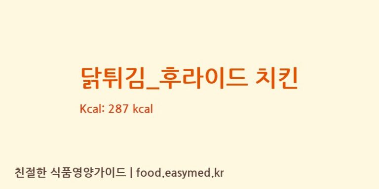 닭튀김_후라이드 치킨 칼로리 및 주요 영양소 분석 (호식이두마리치킨)