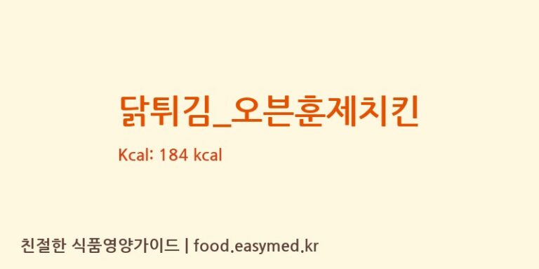 닭튀김_오븐훈제치킨 칼로리 및 주요 영양소 분석 (지정환피자)